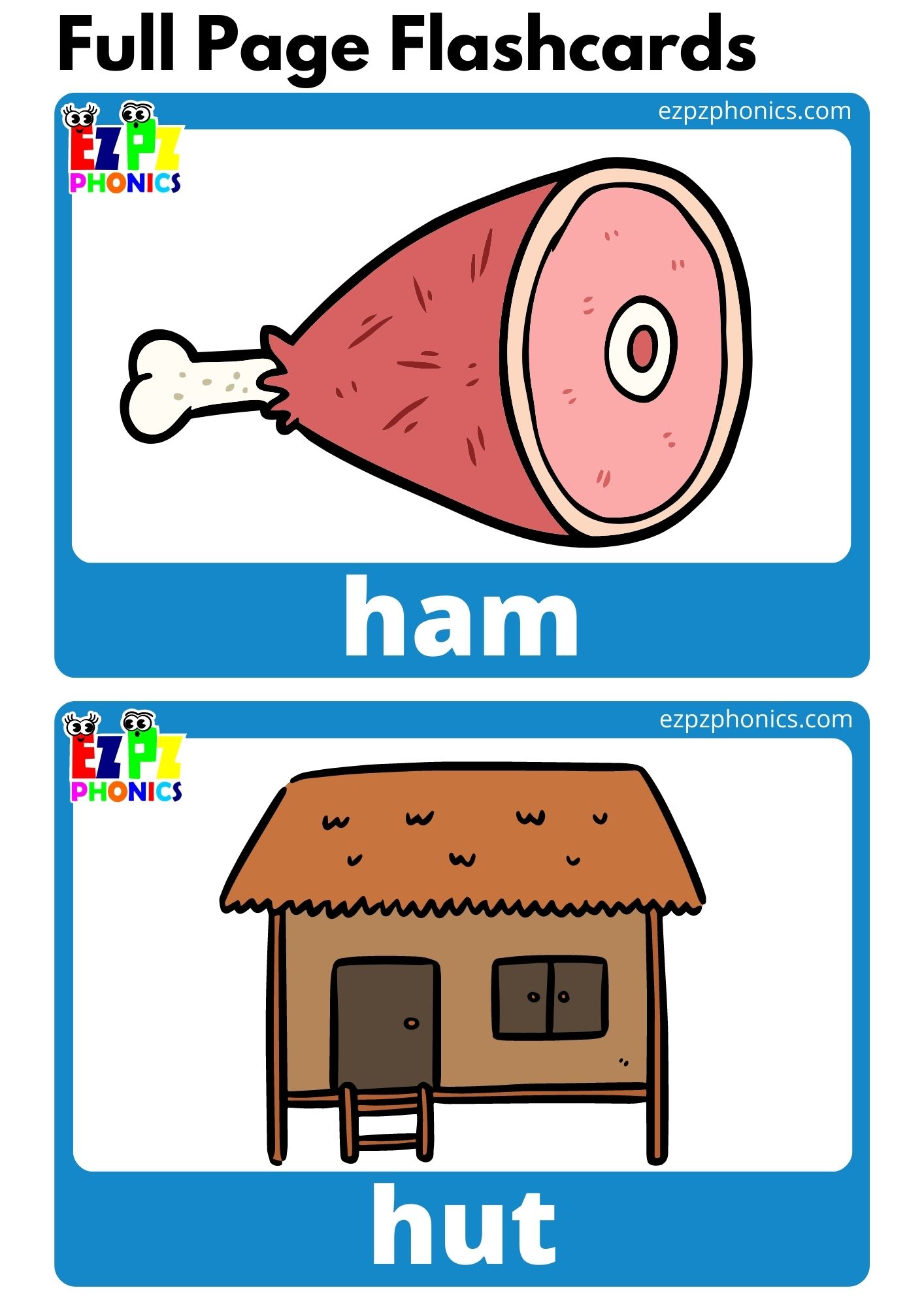 H Beginning Sounds Full Page Flashcards with Words Phonics Letter Sounds Flashcards Free PDF Download or View Online for Kindergarten and ESL Students
